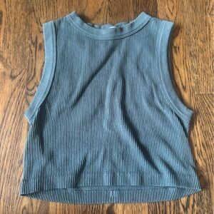 Zara Ribbed Blue Tank Top Stretchy Cropped